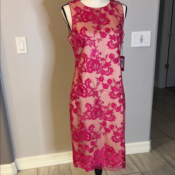 Vince Camuto Dresses & Skirts - Vince Camuto NWT Women's Pink Sheath Midi Dress Crew Neck Sleeveless Size 8